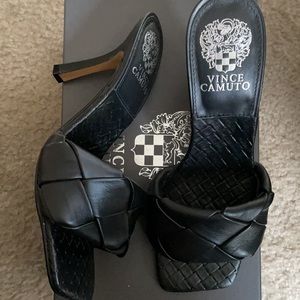 NWB black leather VC slides. Size 7